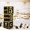 3pcs 50th Birthday Decorations Boxes for Men Women, Black Gold Happy 50 Birthday Balloons Boxes Party Supplies, 50 Year Old Bday Theme Cardboard Box